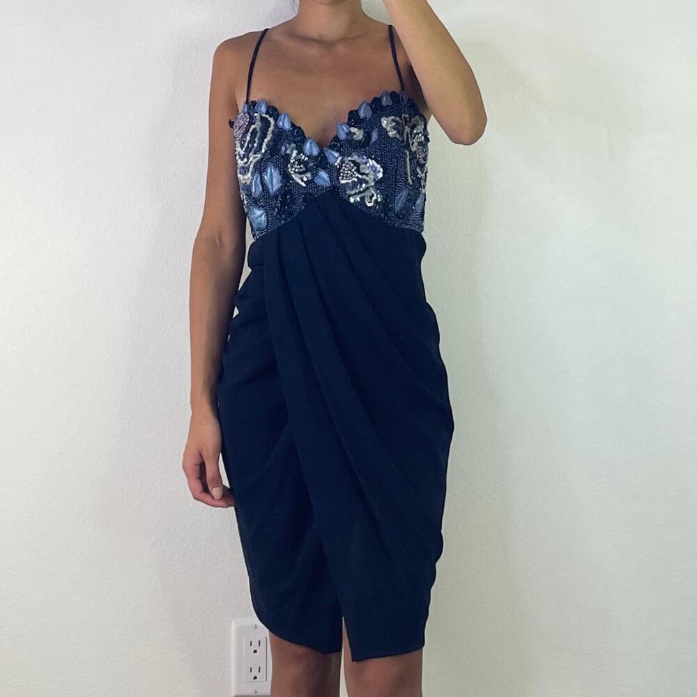 Vintage Blue Sequined/Beaded Dress